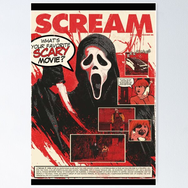 Ghost Face Scream Watercolor Painting Cult Horror Movie Wall 