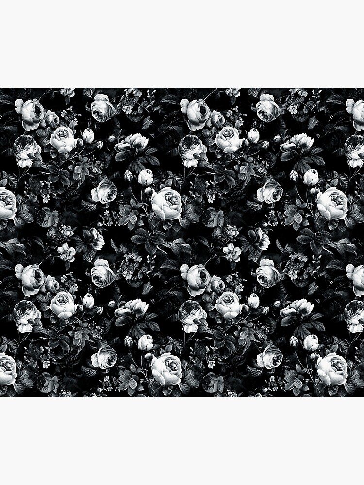 Thumbnail 3 of 3, Tapestry, Roses Black and White designed and sold by RIZA PEKER.