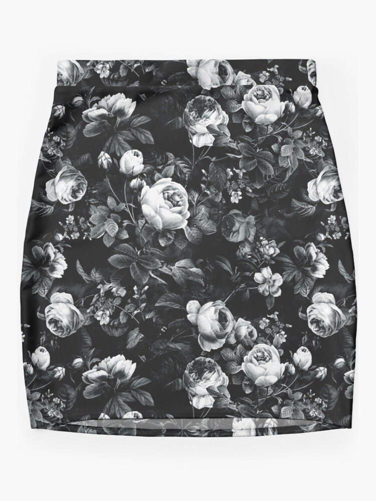 Black and hotsell white rose skirt