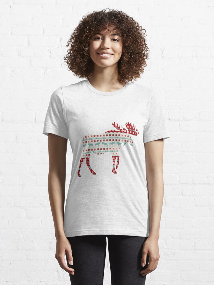 Thumbnail 6 of 7, Essential T-Shirt, "A Moose for Christmas" designed and sold by heather van der Dys.