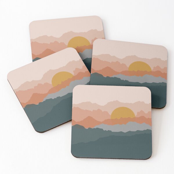 Item preview, Minimal abstract sunset mountains designed and sold by alienrabbit.