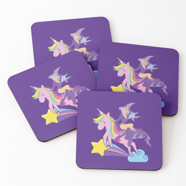 Item preview, Witch Riding Unicorn designed and sold by Feline Rockstars.