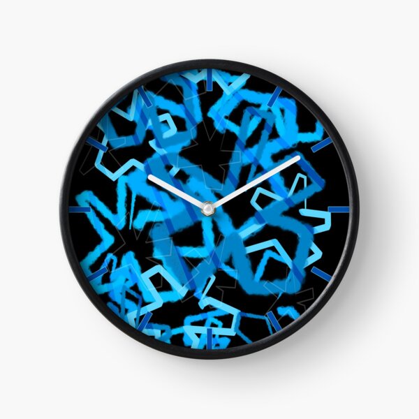 Funky Blue Graffiti Flowers Clock