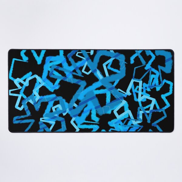 Funky Blue Graffiti Flowers Desk Mat