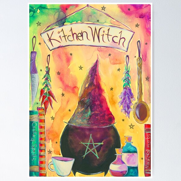 8x10 KITCHEN WITCH POSTER Herbal Wall Art Witchcraft Wall, , Magic  herbs, Witchcraft herbs, Witch herbs