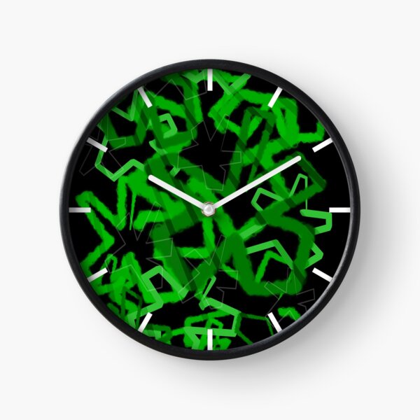 Funky Green Graffiti Flowers Clock