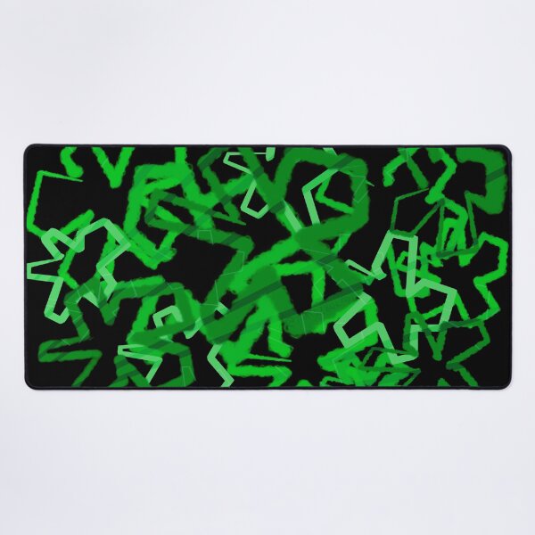 Funky Green Graffiti Flowers Desk Mat