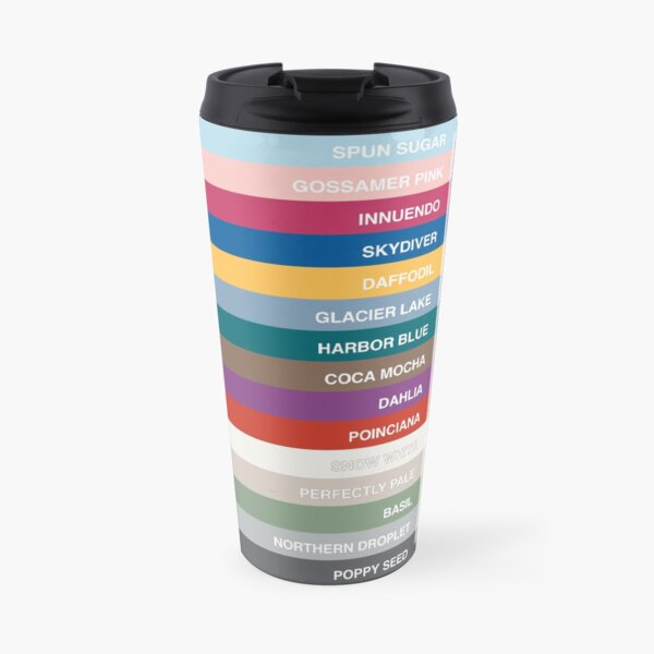 New York Fashion Week Color Palette, Spring/Summer 2022 (Pantone - all 15 colors, with labels) Travel Mug