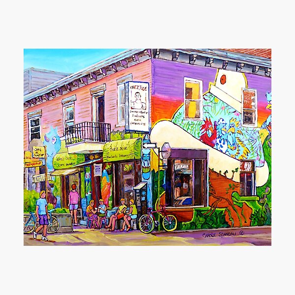OUTDOOR CAFE CHEZ JOSE MONTREAL SUMMER STREET SCENE Photographic Print