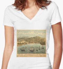 Vintage Pictorial Map of San Francisco (1884) Women's Fitted V-Neck T-Shirt
