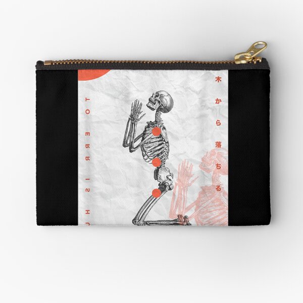 Skeleton Tokyo Japanese Streetwear Aesthetic Street Graphic Zipper Pouch