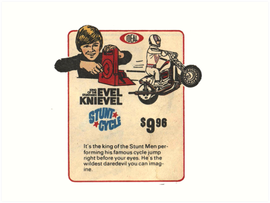 Vintage Evel Knievel Stunt Cycle Poster Print 11"x 17" Ideal 
