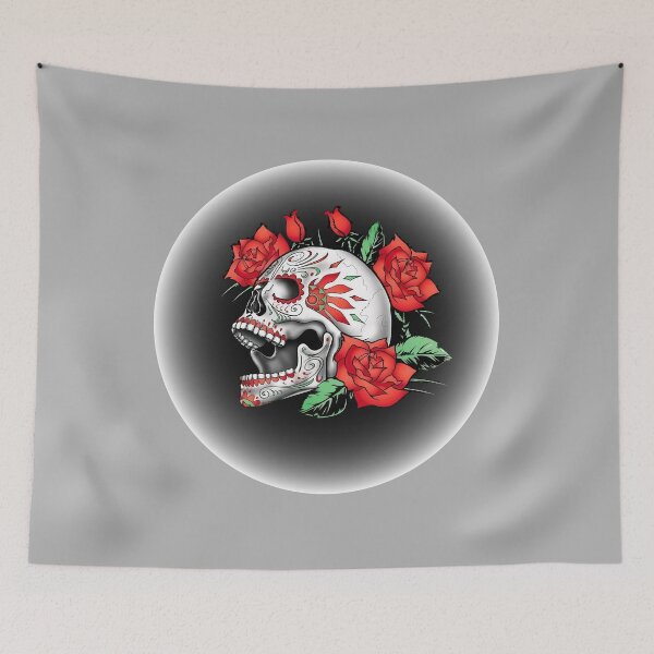 Item preview, Halloween Skull with Roses Tattoo Art designed and sold by PodiShawna.