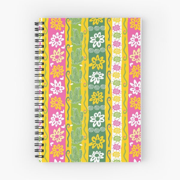 Item preview, Colourful cactus and flowers stripes repeat pattern with snakes designed and sold by jamiesoondesign.
