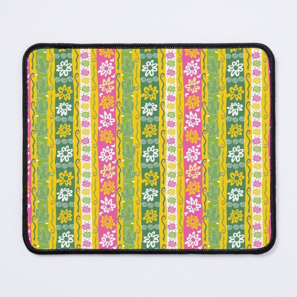 Item preview, Colourful cactus and flowers stripes repeat pattern with snakes designed and sold by jamiesoondesign.