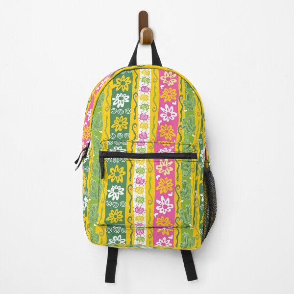 Item preview, Colourful cactus and flowers stripes repeat pattern with snakes designed and sold by jamiesoondesign.
