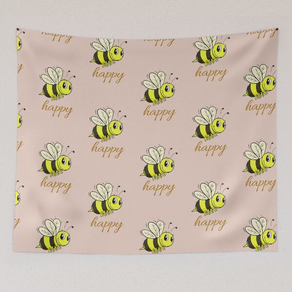 Item preview, Bee happy designed and sold by WORDtoARTwork.