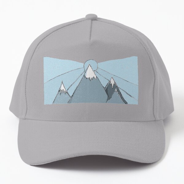 Sun and mountains in winter with snow Baseball Cap