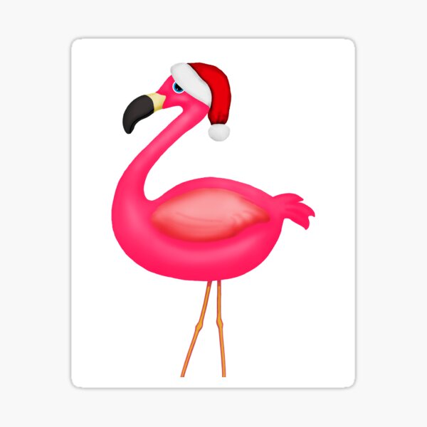 Pink Flamingo Santa Sticker