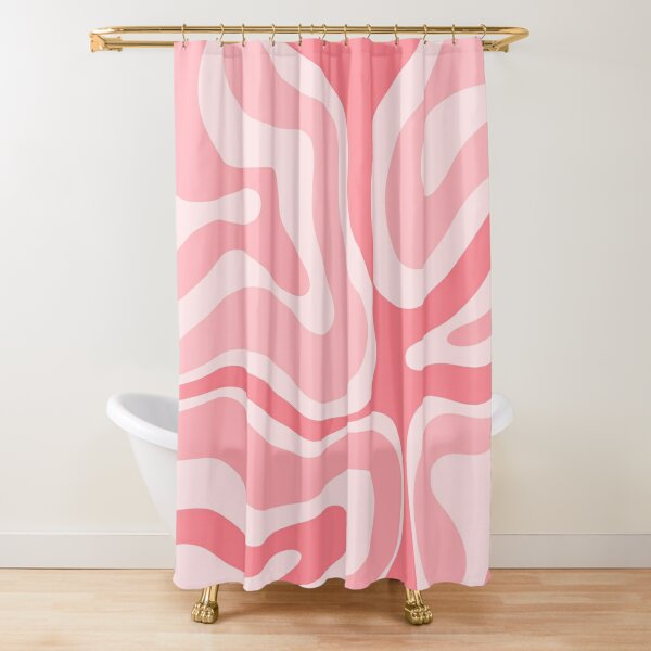 Disover Modern Retro Liquid Swirl Abstract in Pastel Pink Blush Shower Curtain