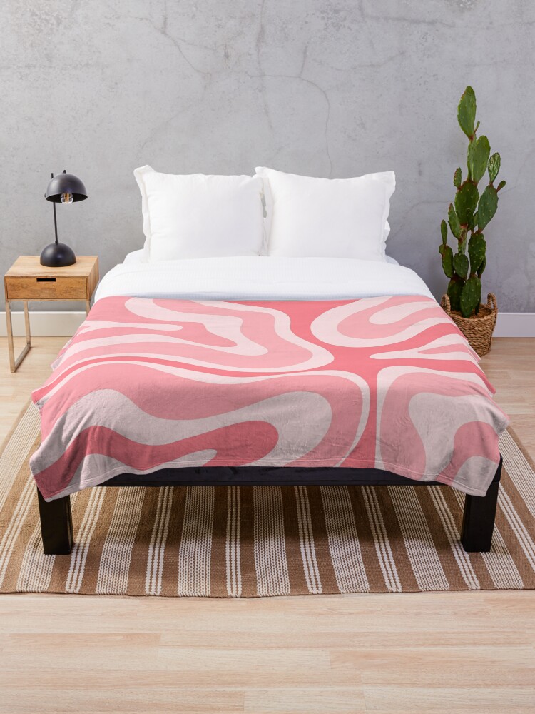 Modern Retro Liquid Swirl Abstract in Pastel Pink Blush Throw Blanket