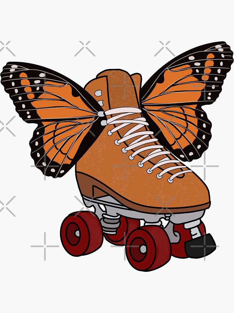 "Roller skate with butterfly wings" Sticker for Sale by OrcaStudio