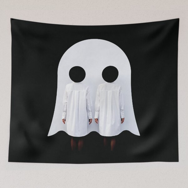 Item preview, Halloween Fashion Art Ghost Two Girls with Black Stylish Hat designed and sold by elhefe.