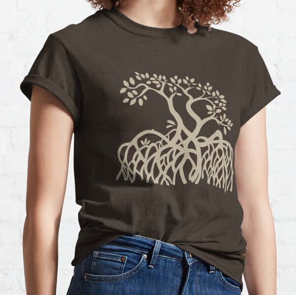 Vector Mangrove Tree Silhouette - Beige Classic T-Shirt