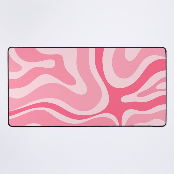 Modern Retro Liquid Swirl Abstract Pattern in Candy Pink Desk Mat