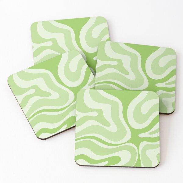 Item preview, Modern Retro Liquid Swirl Abstract in Light Lime Green designed and sold by kierkegaard.