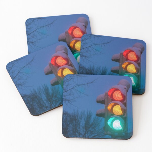 Item preview, Traffic lights, traffic lights, snow, winter, dusk, evening designed and sold by Torsten  Krüger.