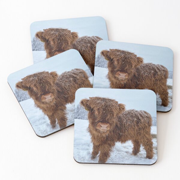 Item preview, Scottish Highland Cattle Calf in snow 2685 designed and sold by SaarelaHighland.