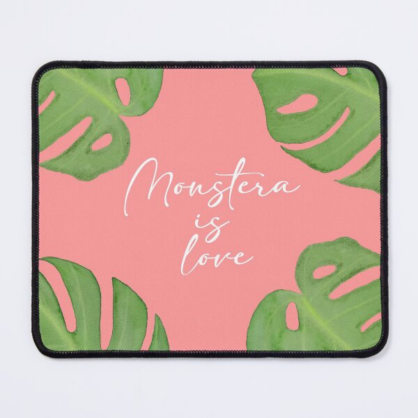 Item preview, Monstera is Love Artwork with coral pink Background designed and sold by mhailittlearts.