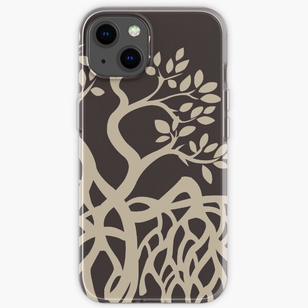 Vector Mangrove Tree Silhouette - Beige iPhone Soft Case