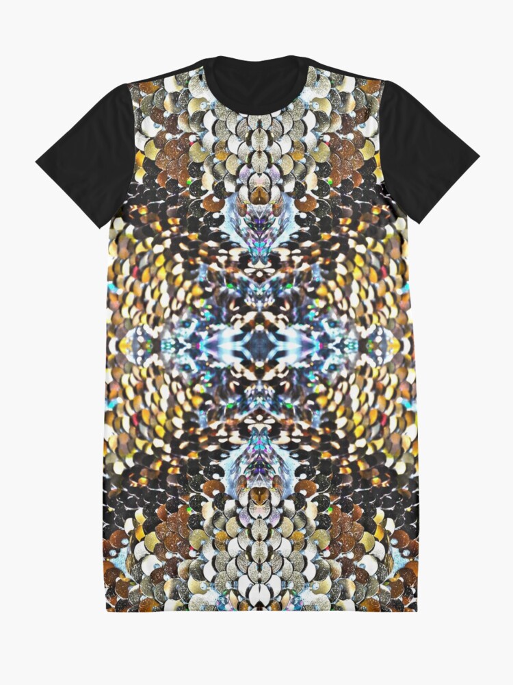 Alternate view of Disco silver and gold sequin design Graphic T-Shirt Dress