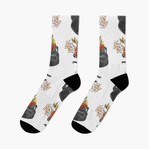 Item preview, Last buttefly. Smoky kettle with marigold flowers and dry grass designed and sold by stasia-ch.