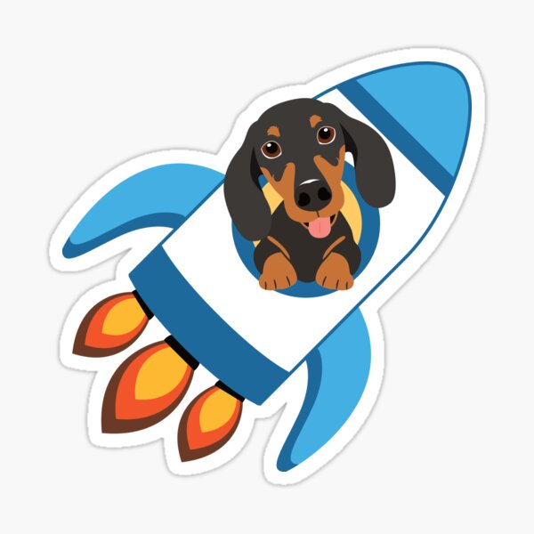 Item preview, Funny Dachshund Sausage Dog Space Rocket designed and sold by Lulupainting.
