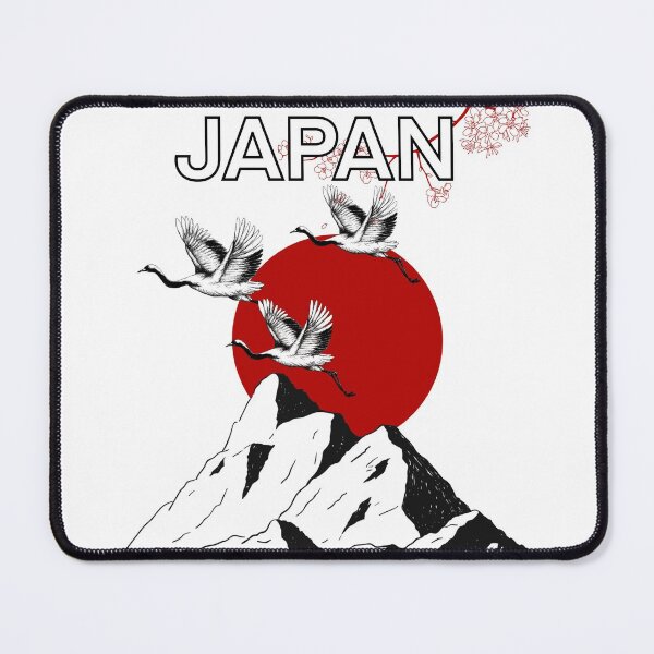 Item preview, Japanese mountain landscape at rising sun, japanese birds with sakura blossoms, gift for japanese culture lovers, designed and sold by shodark.
