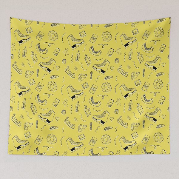 Item preview, Figure Skating Sketch Pattern - Yellow designed and sold by IcyScribbles.