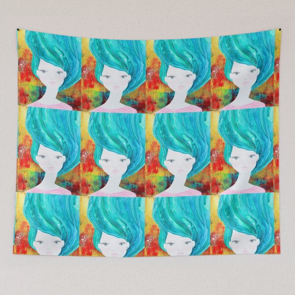 Item preview, "Size me up" - beautiful female face drawing by CoolCleverCute designed and sold by CoolCleverCute.