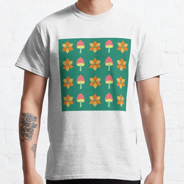 Autumn Flower and Mushroom Pattern Classic T-Shirt