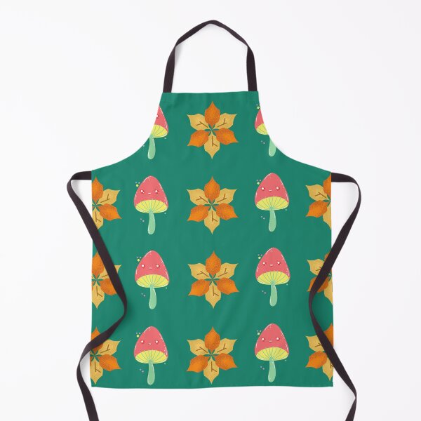 Autumn Flower and Mushroom Pattern Apron