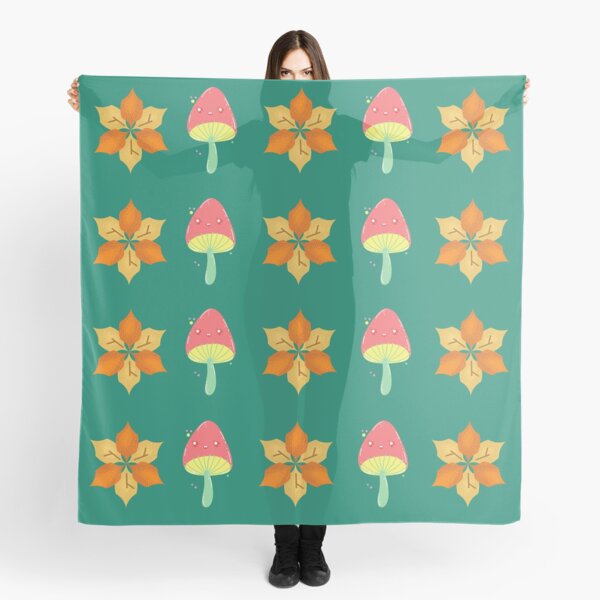 Autumn Flower and Mushroom Pattern Scarf