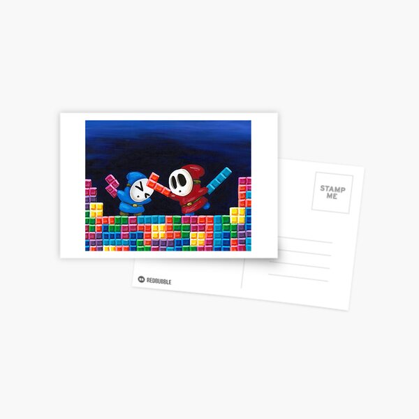 Shy Guys Playing Tetris Postcard