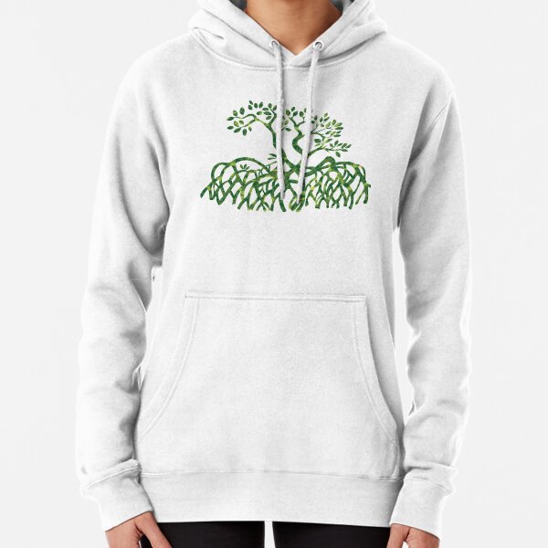Vector Mangrove Tree Silhouette - Green Pullover Hoodie