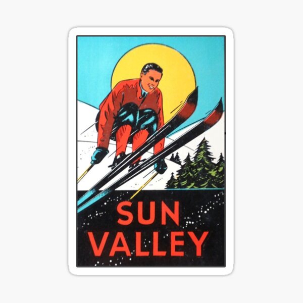 Vista previa del artículo con la obra «Calcomanía de viaje vintage Sun Valley Idaho Skiing», diseñado y vendido por hilda74.
