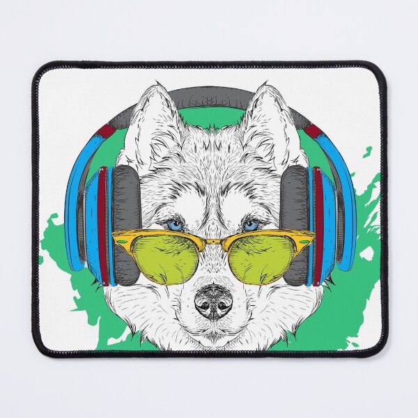 Item preview, Lobo husky con auriculares Regalo de Navidad para amantes de los animales designed and sold by JumboExclusive.