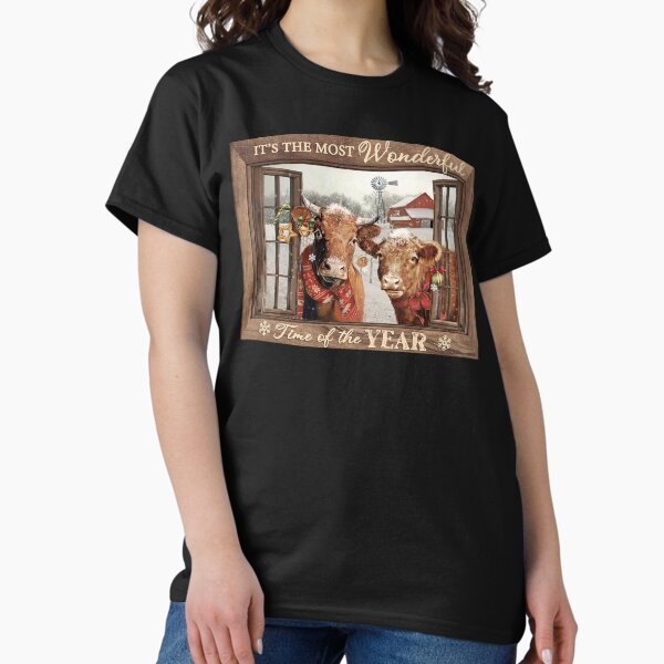 Vista previa del artículo con la obra «Es la época más maravillosa del año - Ventana de la granja de vacas - Navidad de la granja de vacas», diseñado y vendido por hippololocc.