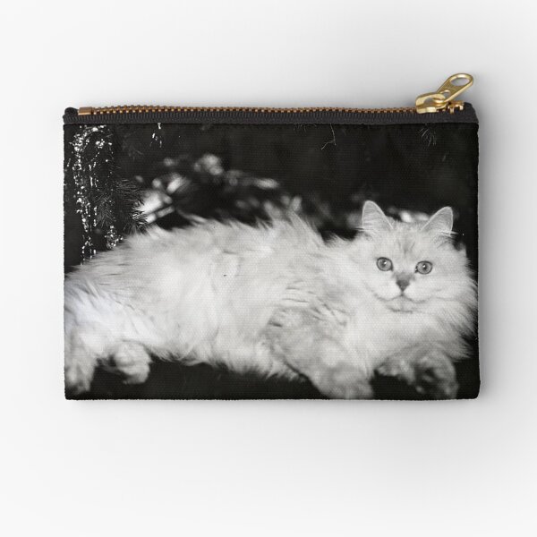 Vintage White Cat Zipper Pouch