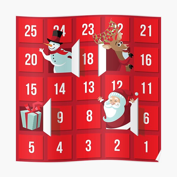 "Cartoon Christmas Advent Calendar" Poster by shelma1 Redbubble